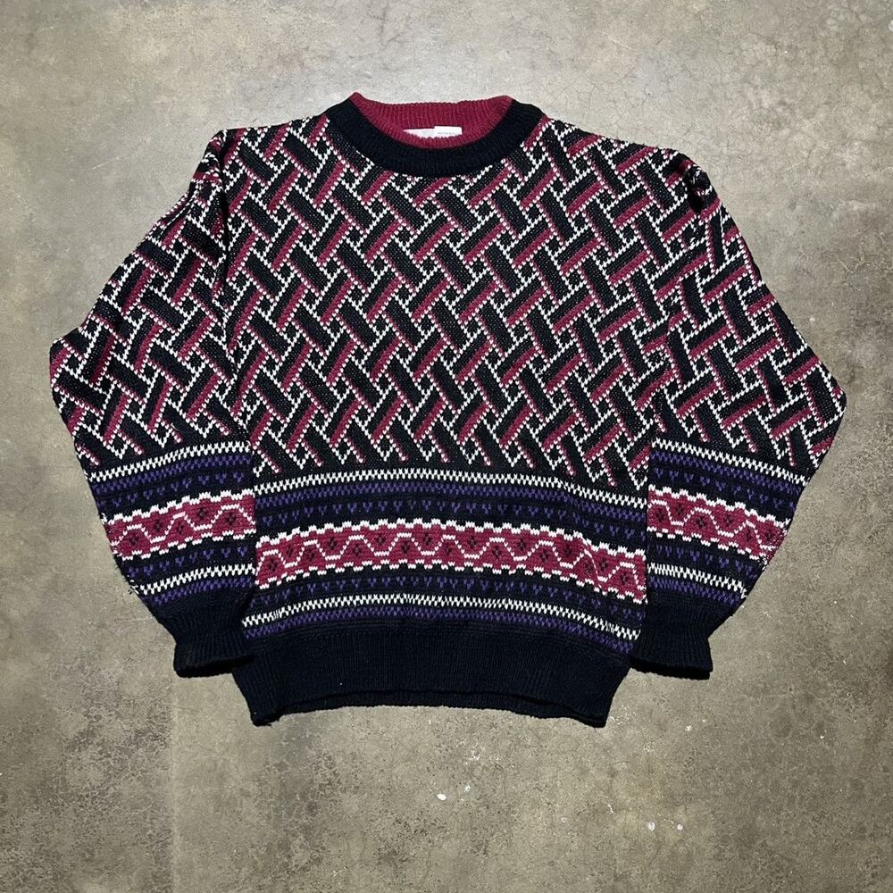 Vintage 90s McGregor Black Pattern Acrylic Sweater
